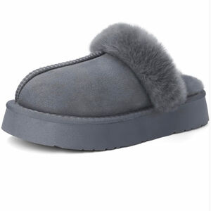 NEW Fuzzy Memory Foam Slippers Platform Fuzzy No slip Soles 11